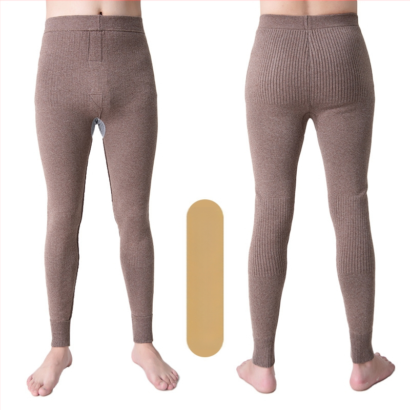 Unisex vunene hlače, visokoga pojasa, uski kroj, pletene prugaste, dvostruki sloj, srednja debljina, tople