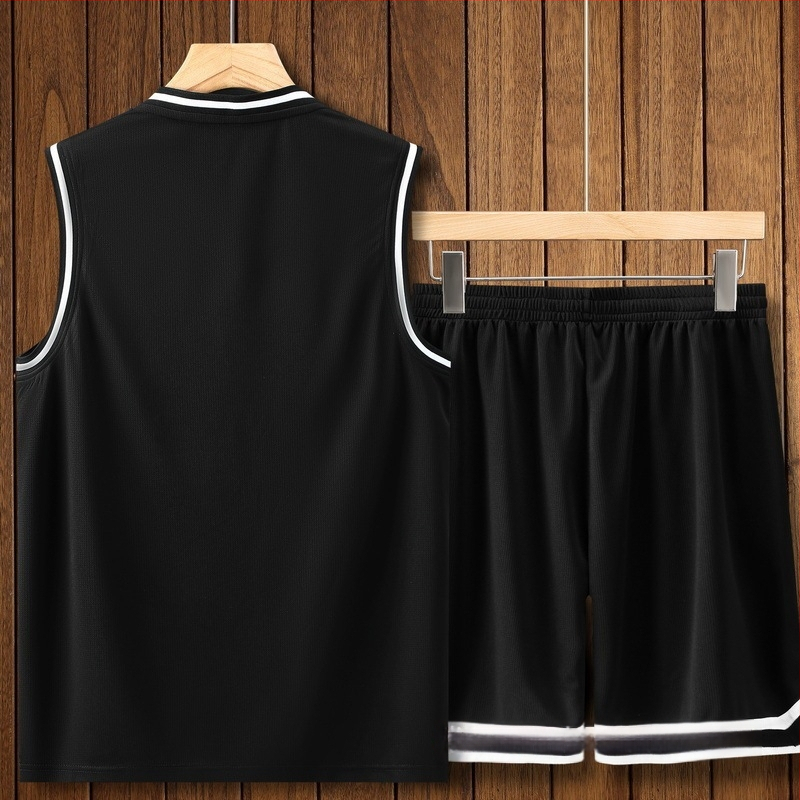 Ανδρικό σετ φανέλας μπάσκετ χωρίς μανίκια, Καλοκαίρι 2024, Πολυεστερικό ύφασμα γρήγορου στέγνωματος, Παντελόνια 3/4