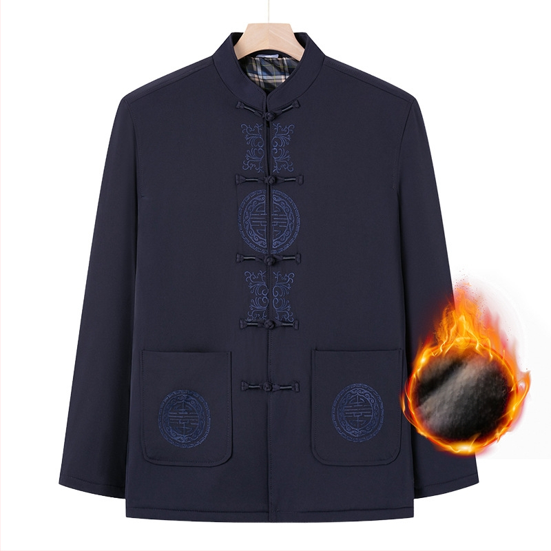 Väline ülerõivas keskealistele ja vanematele: pikkade varrukatega, seisav krae, talvine paks materjal, patch-taskud