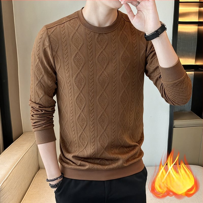 Ανδρικό μακρυμάνικο T-shirt με στρογγυλή λαιμό, για φθινόπωρο, στενή εφαρμογή, 85% πολυεστέρας