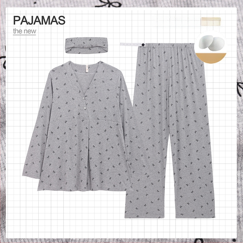 Grūtnieču nakts komplekts ar noņemamiem zīdīšanas spilventiem – trīsdaļīgs komplekts, modalais dzesējošais audums, 90–95% viskozes, V-veida kakla izgriezums