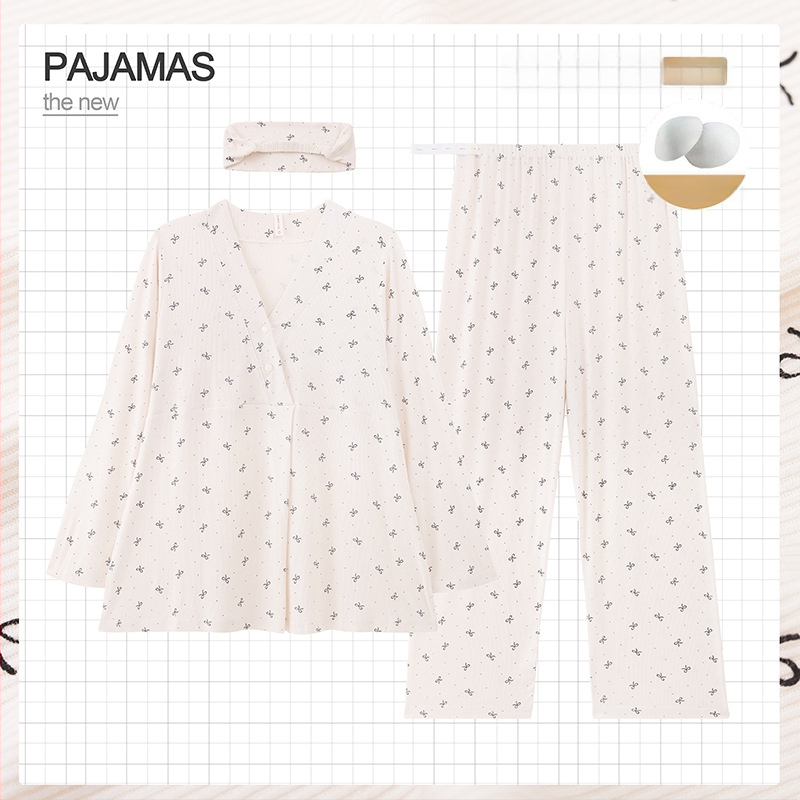 Grūtnieču nakts komplekts ar noņemamiem zīdīšanas spilventiem – trīsdaļīgs komplekts, modalais dzesējošais audums, 90–95% viskozes, V-veida kakla izgriezums