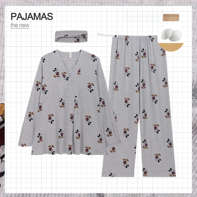 Grūtnieču nakts komplekts ar noņemamiem zīdīšanas spilventiem – trīsdaļīgs komplekts, modalais dzesējošais audums, 90–95% viskozes, V-veida kakla izgriezums