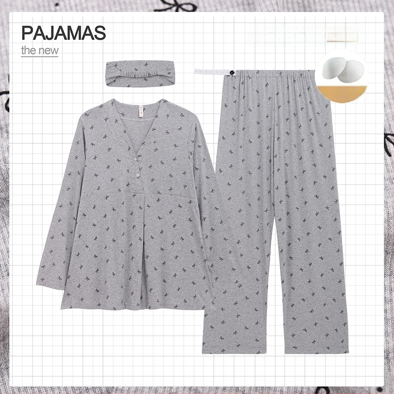 Grūtnieču nakts komplekts ar noņemamiem zīdīšanas spilventiem – trīsdaļīgs komplekts, modalais dzesējošais audums, 90–95% viskozes, V-veida kakla izgriezums