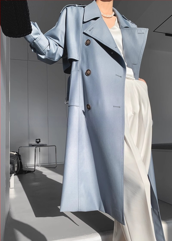 Női brit stílusú trench kabát, hosszított szabás, poliészter anyag 95%+, hercegnő ujjas ujjakkal, zakó típusú gallér