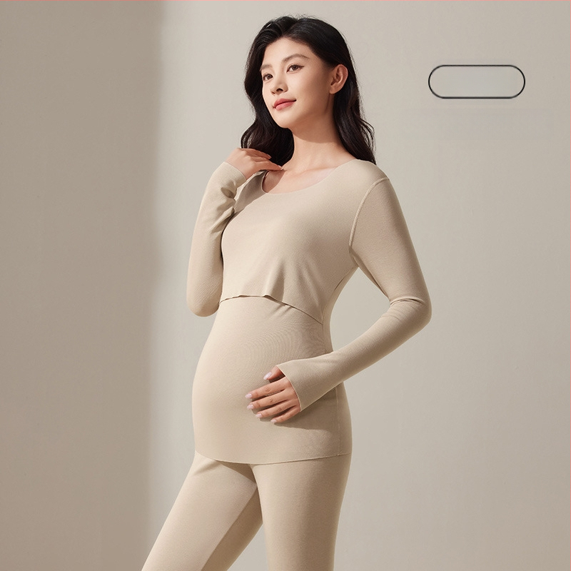 Grūtnieču un barošanas apģērbu komplekts – garas piedurknes, barošanas atvērums, poliesters 90–95% + spandex, ziemas izdevums 2025