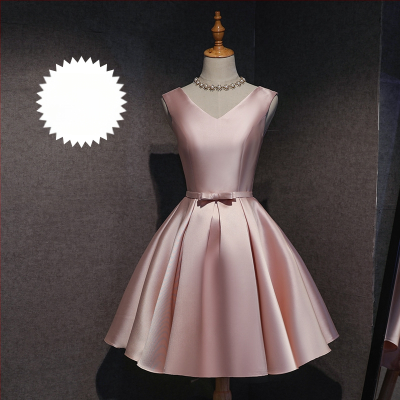 Pruutneitside kleit, lühikese mangas, Sling krae, Itaalia krae, Polyester Braze Dimension kangas, pulmapäevaks