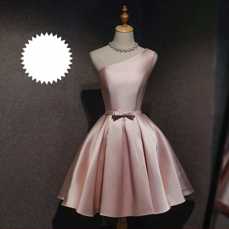 Pruutneitside kleit, lühikese mangas, Sling krae, Itaalia krae, Polyester Braze Dimension kangas, pulmapäevaks