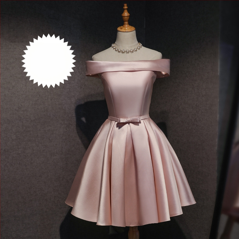 Pruutneitside kleit, lühikese mangas, Sling krae, Itaalia krae, Polyester Braze Dimension kangas, pulmapäevaks