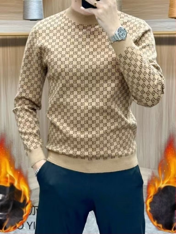 Jesenka visoke kvalitete muški džemper s okruglim izrezom, casual stil, topao flekse, svestran osnovni gornji dio, ekstra velika veličina