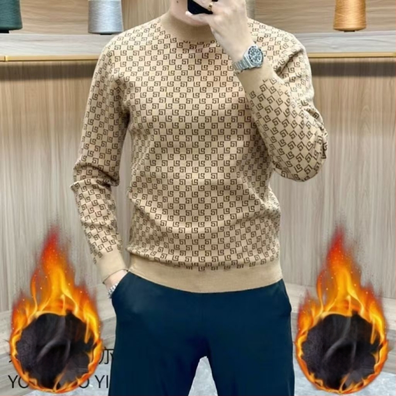 Jesenka visoke kvalitete muški džemper s okruglim izrezom, casual stil, topao flekse, svestran osnovni gornji dio, ekstra velika veličina