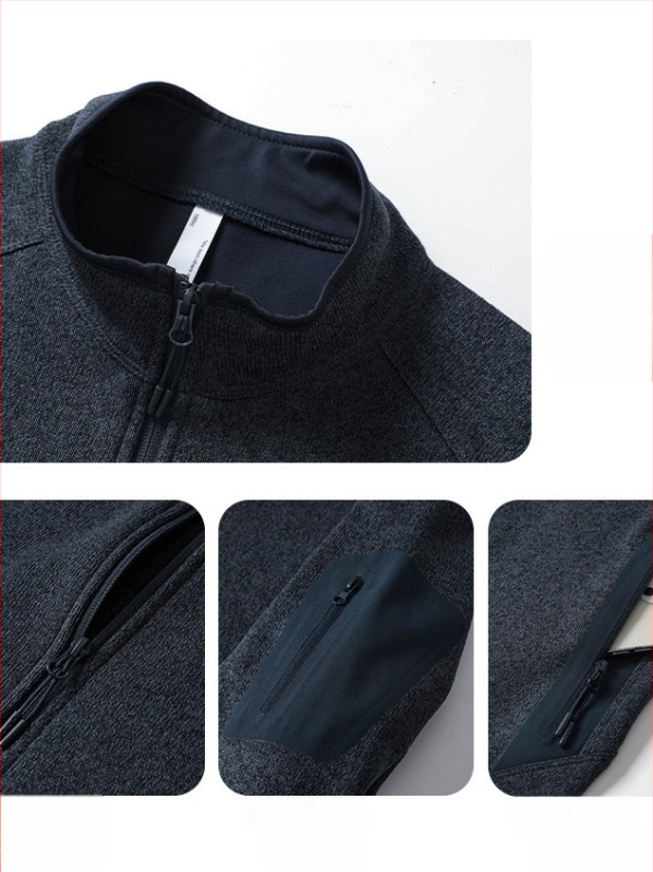 Unisex fliso švarkas su stoviniu apykakle, kardigan stiliaus, ilgomis rankovėmis, medvilnės mišinio su 90% kašmyro, poliesterio pamušalas