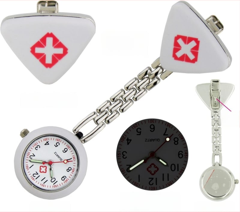 Триъгълен фоб часовник за медицински сестри със светещ циферблат, кварцов механизъм, за жени