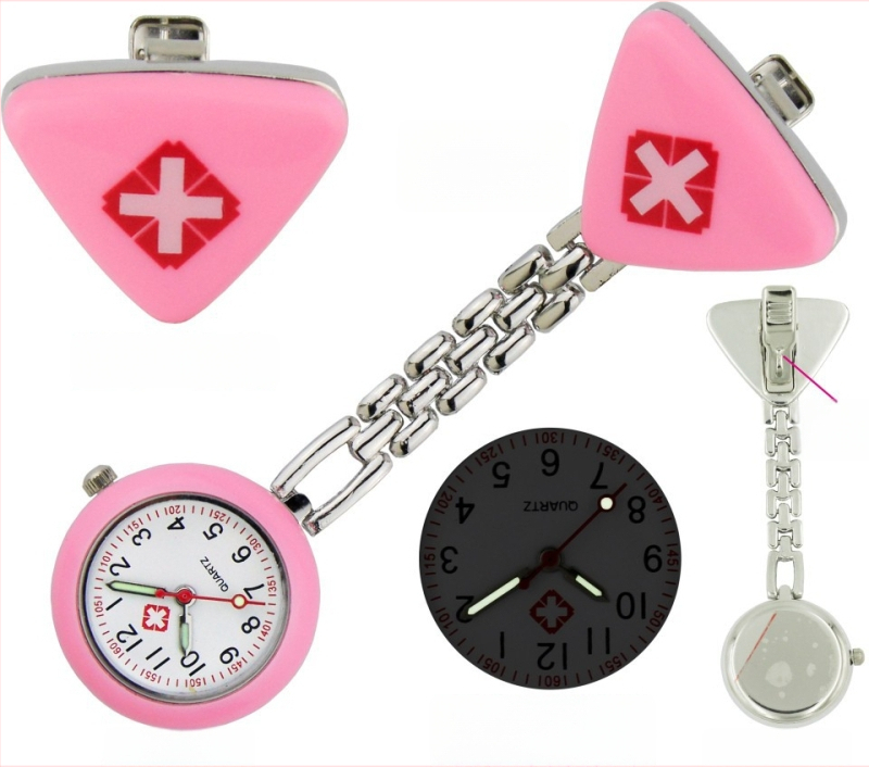 Триъгълен фоб часовник за медицински сестри със светещ циферблат, кварцов механизъм, за жени