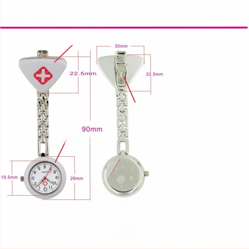 Триъгълен фоб часовник за медицински сестри със светещ циферблат, кварцов механизъм, за жени