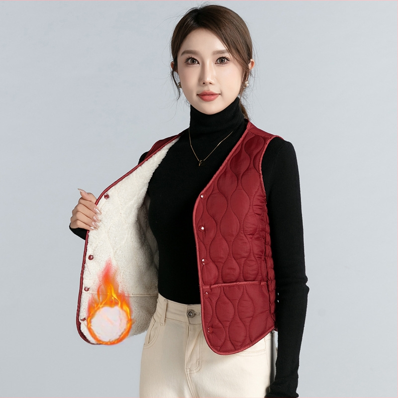 Sieviešu neilona veste ar Down Cotton pildījumu, flisa odere, V griezums, īss garums