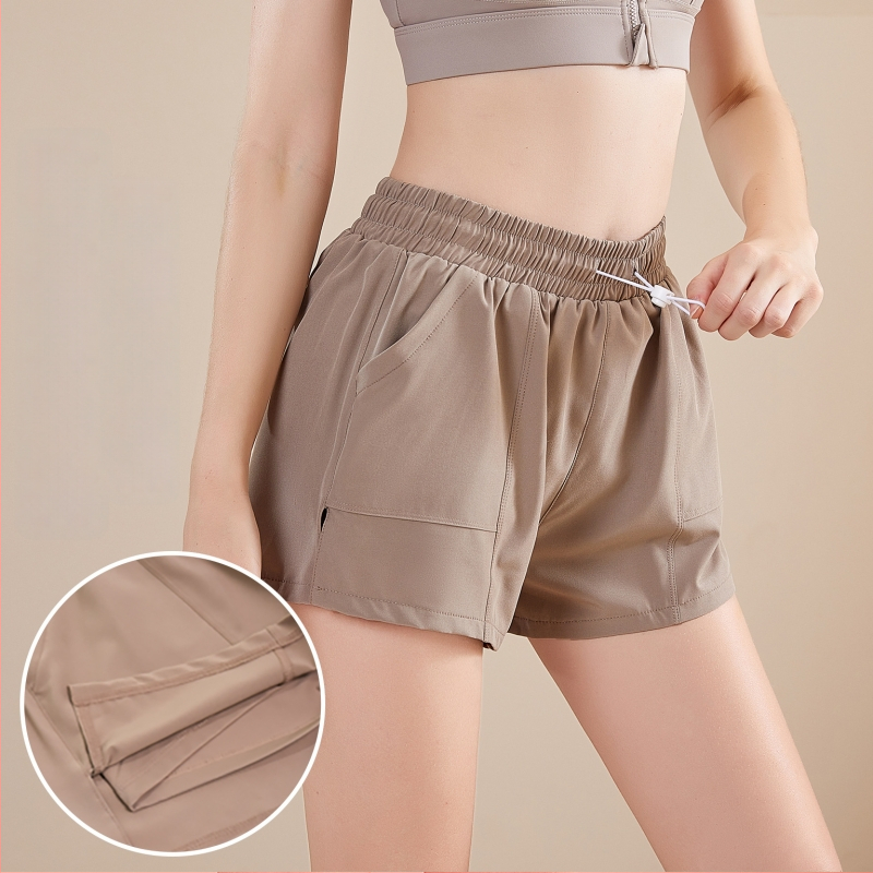 Sieviešu brīvi pieguļoši sporta šorti ar auklu, ātri žūstoši, augsta josta, ar iekšējo oderi