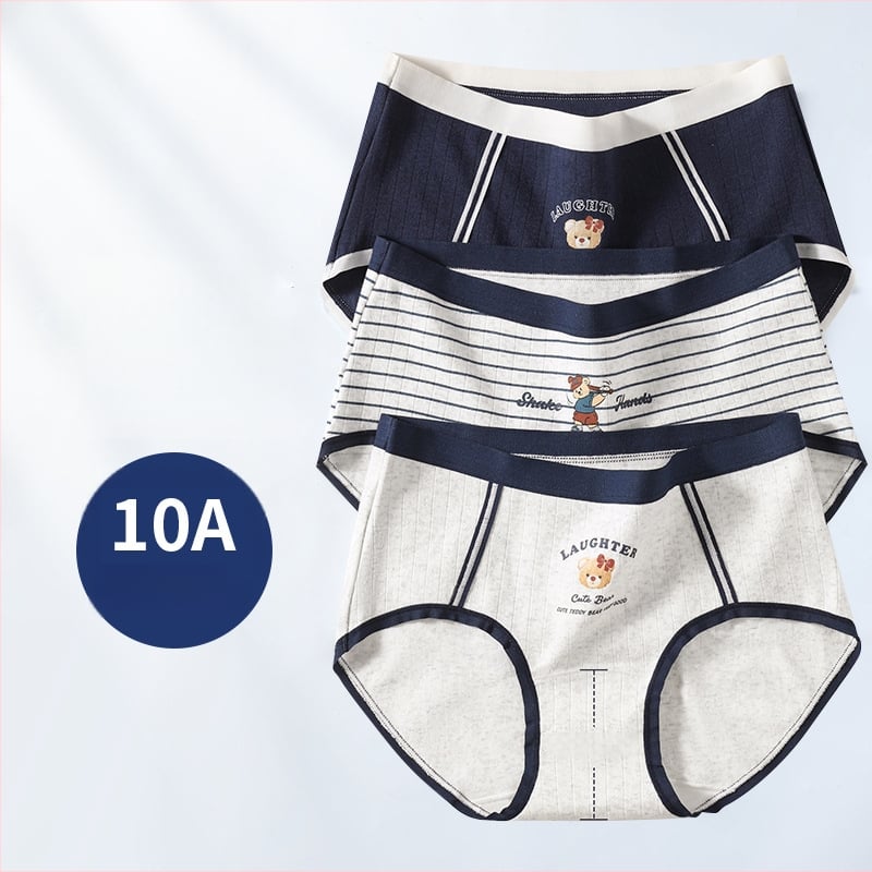 Ženske gaćice od 100% pamuka, školski stil, slatko medvjeđi, trokutaste gaćice, antibakterijske, potpuno pamuk na preponskom dijelu, srednji pojas, za djevojke