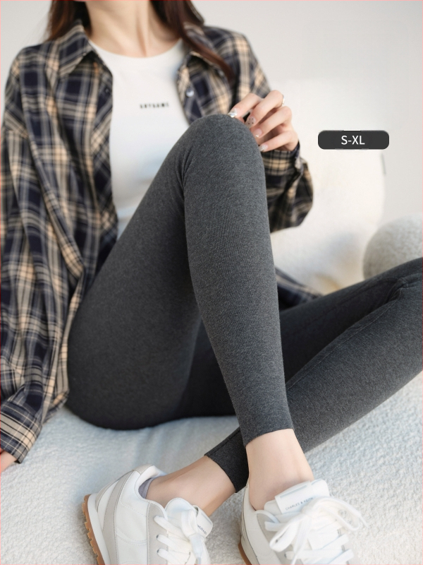 Naiste puuvillast-elastaani leggingid, 9/10 pikkus, õhukesed, kõhu tugi, tihe istuvus