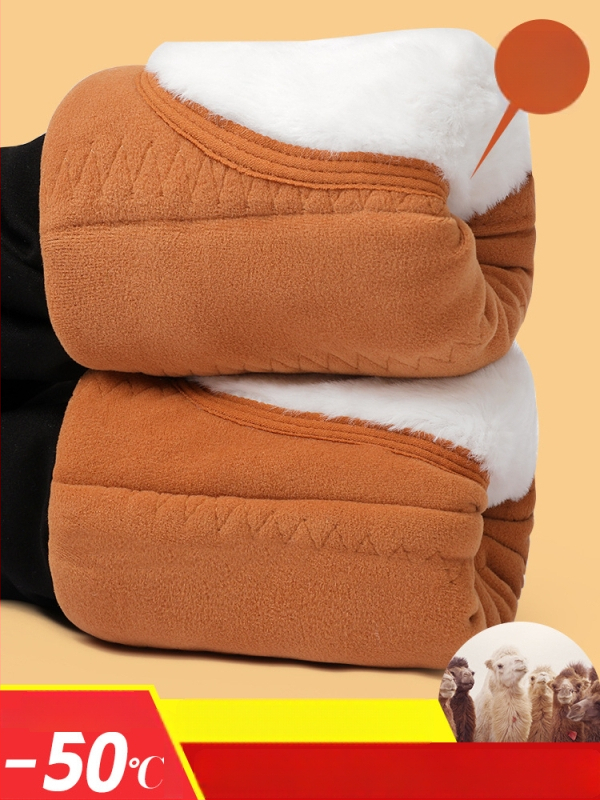 Naiste puuvillased püksid kamelliveleuuri, vooder fleece, ülikõrge paksus, soojad, kõrge elastsus