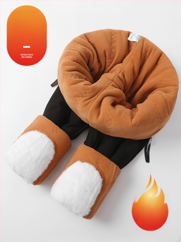 Naiste puuvillased püksid kamelliveleuuri, vooder fleece, ülikõrge paksus, soojad, kõrge elastsus