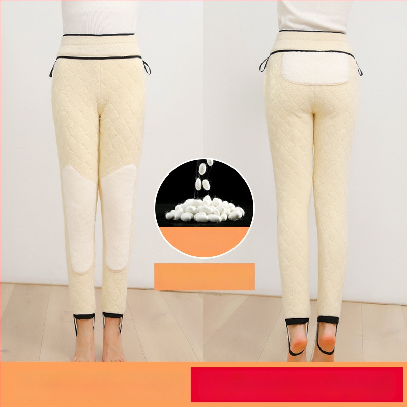 Naiste puuvillased püksid kamelliveleuuri, vooder fleece, ülikõrge paksus, soojad, kõrge elastsus