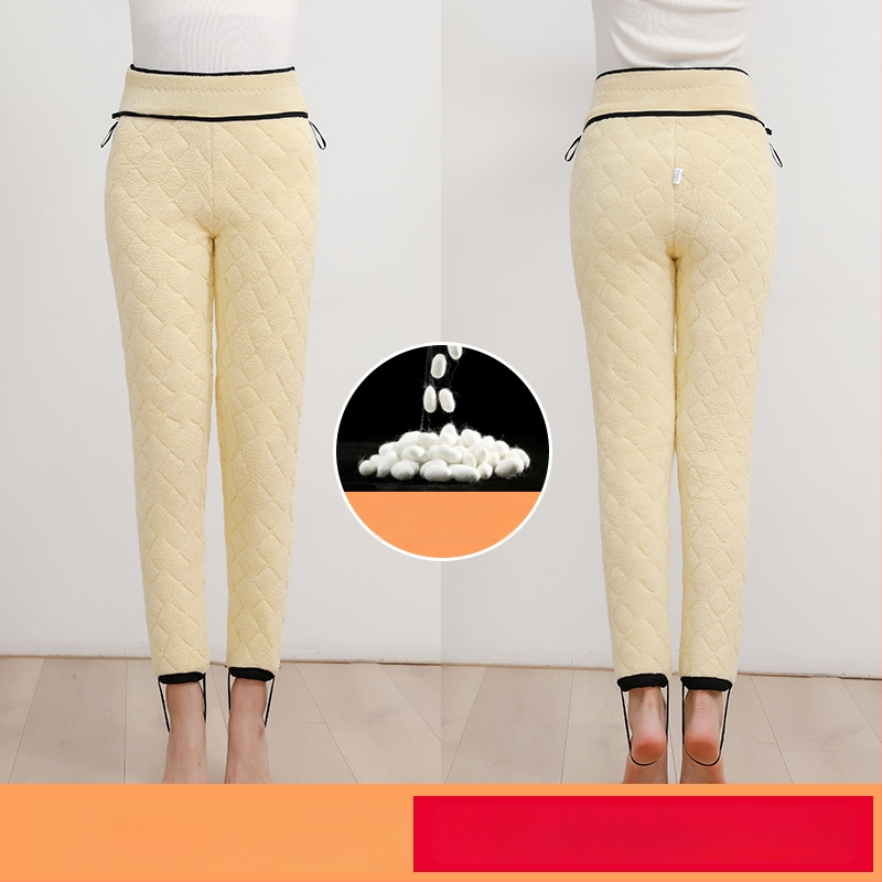 Naiste puuvillased püksid kamelliveleuuri, vooder fleece, ülikõrge paksus, soojad, kõrge elastsus