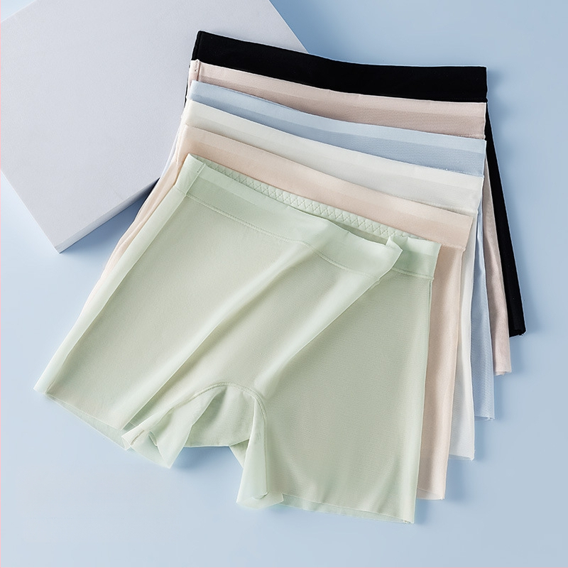 Pantaloni de siguranță fără cusături pentru femei, Ice Silk, talie înaltă, căptușeală între picioare 100% bumbac, 66% nylon, anti-transparent