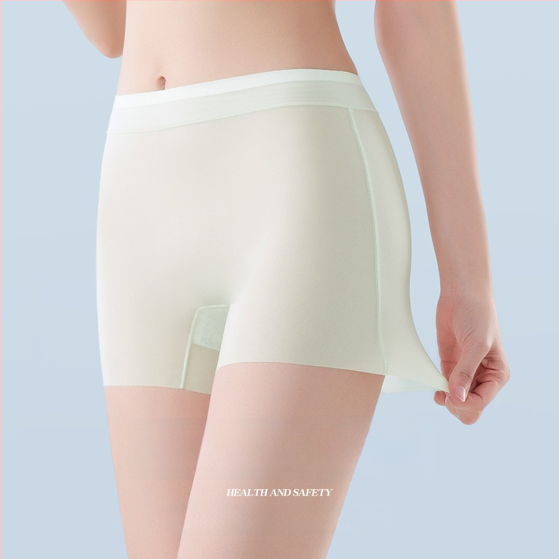 Pantaloni de siguranță fără cusături pentru femei, Ice Silk, talie înaltă, căptușeală între picioare 100% bumbac, 66% nylon, anti-transparent