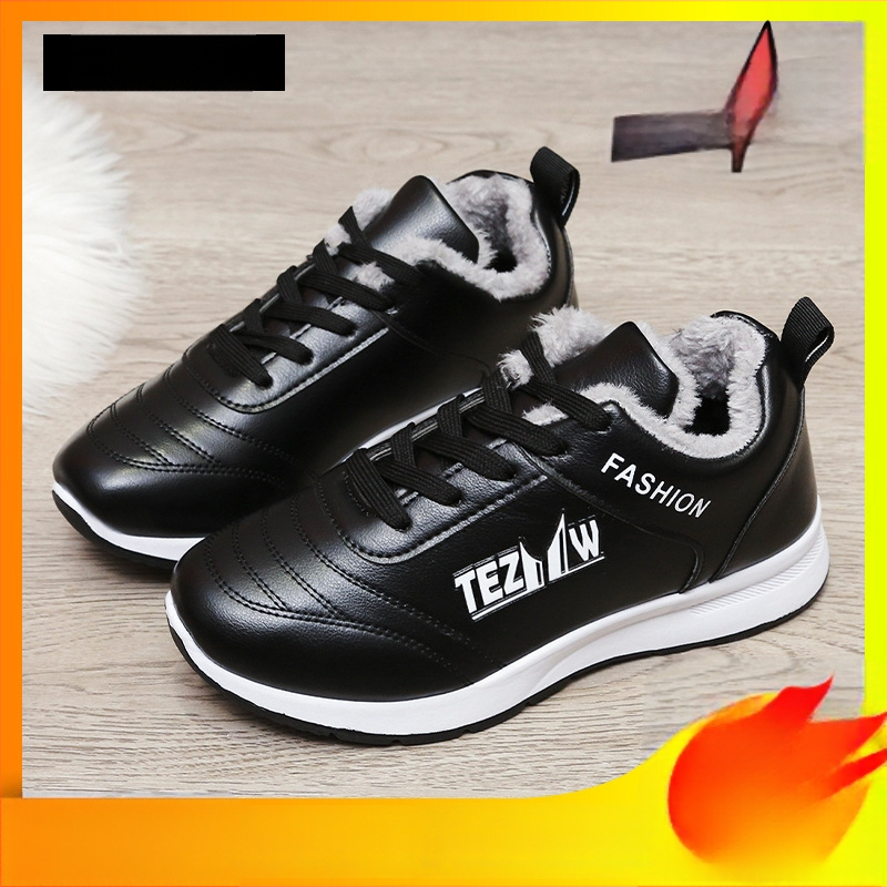 Sieviešu sporta apavi ar ādas augšdaļu un kažokādas iekšējo odai, apaļa purngala, zems papēdis 1–3 cm, šņorējami, injekcijas veidota zole