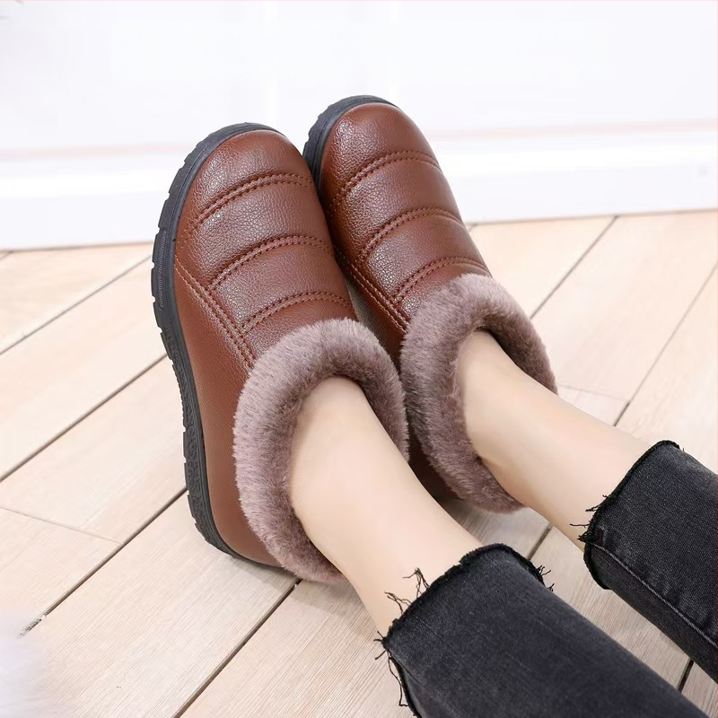 Ženske pamučne zimske cipele - ravni potplat, protuklizne, tople, PU gornji dio vodootporan, unutarnja podstava od umjetnog pliša