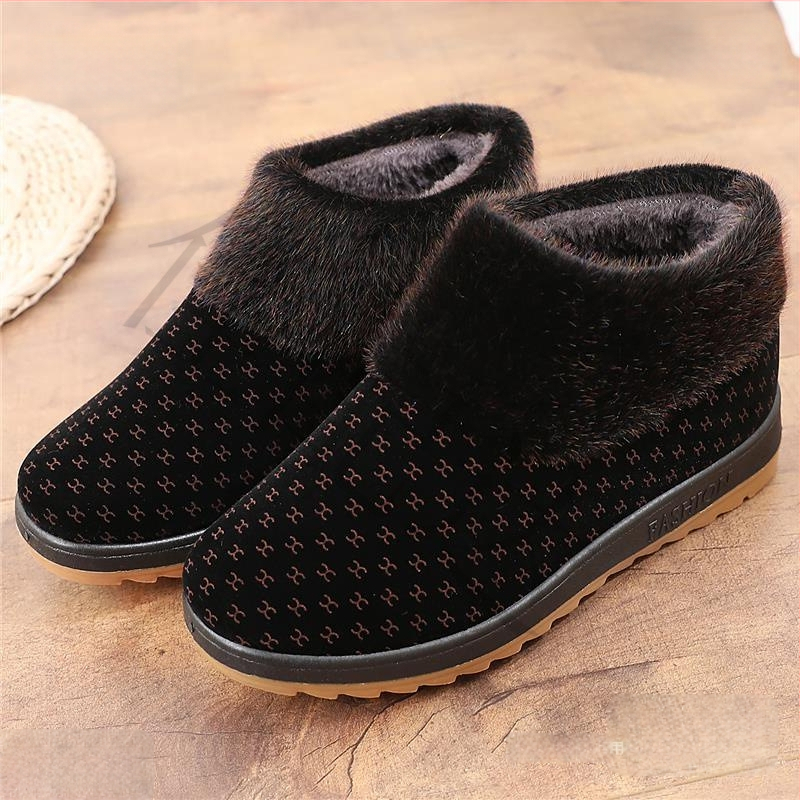 Tekstilne cipele za starije osobe s fleeceom, PU gornji dio, srednja visina, gumeni potplat, slip-on