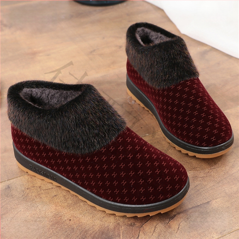 Tekstilne cipele za starije osobe s fleeceom, PU gornji dio, srednja visina, gumeni potplat, slip-on