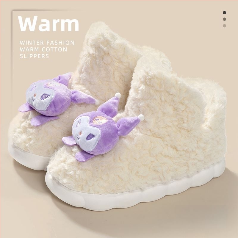 Siltas kokvilnas čības ar fleece oderi, augsta aizmugure, anti-slip bieza zole, iekšējai un ārējai lietošanai (sievietēm un vīriešiem)