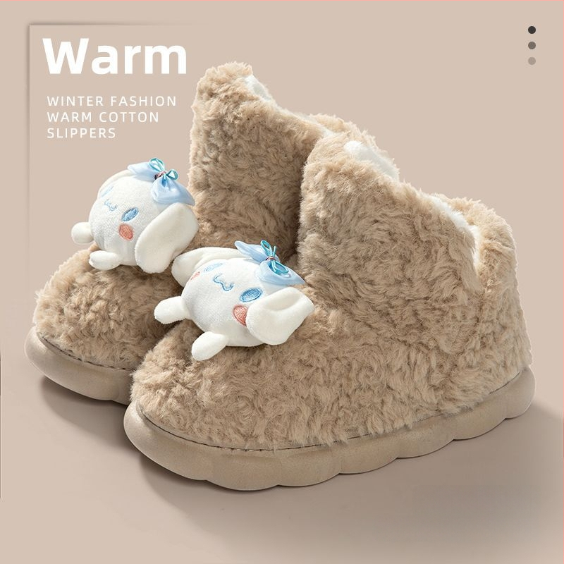 Siltas kokvilnas čības ar fleece oderi, augsta aizmugure, anti-slip bieza zole, iekšējai un ārējai lietošanai (sievietēm un vīriešiem)