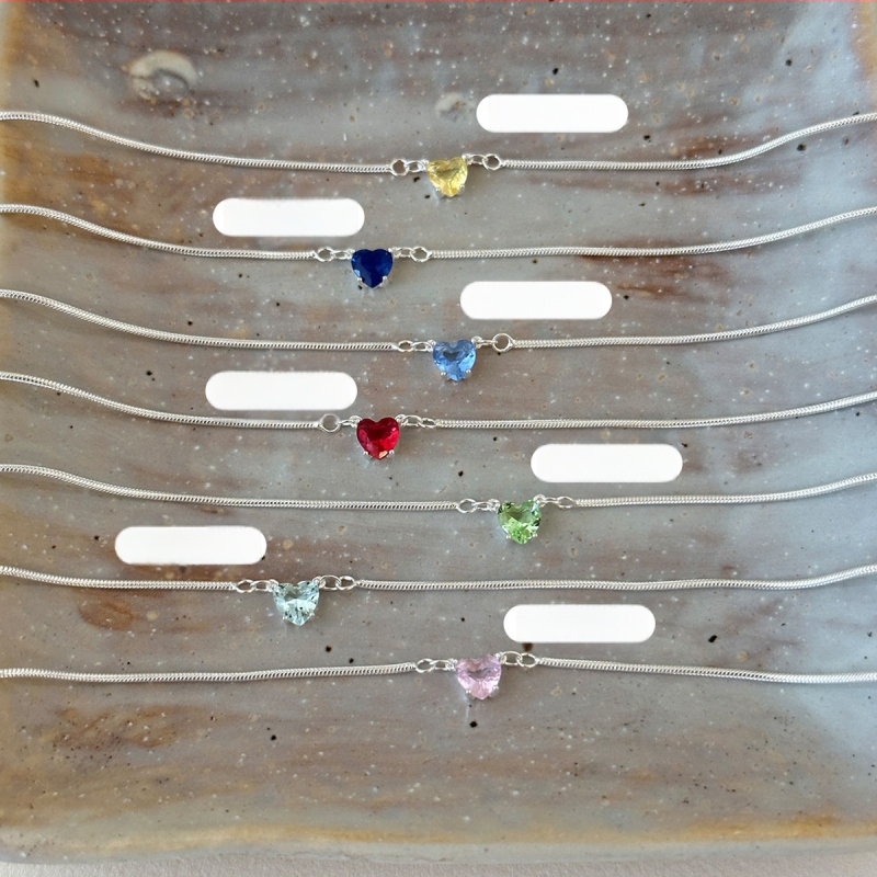 Sudraba potītes rokassprādze ar sirds dizainu, gaišā luksusa stils, Shu Decoration