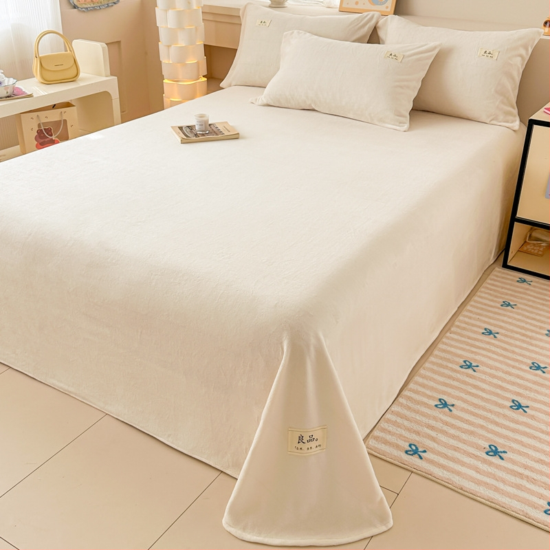 Set din flanel crem, 800–999 g, vopsire reactive, pentru toate sezoanele, 3 piese