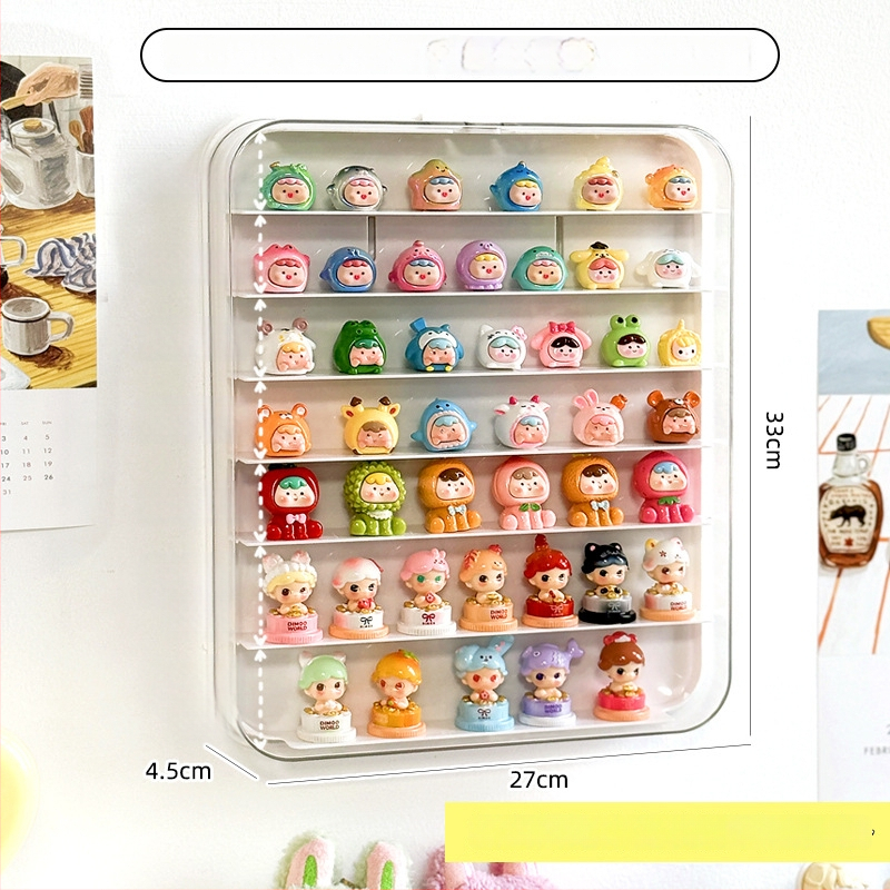 Stenā uzstādāma figūru izstādīšanas kārba, plastmasas putekļusizturīga kastīte, 1 L tilpa, moderns minimālisma stils, modelis 111111111