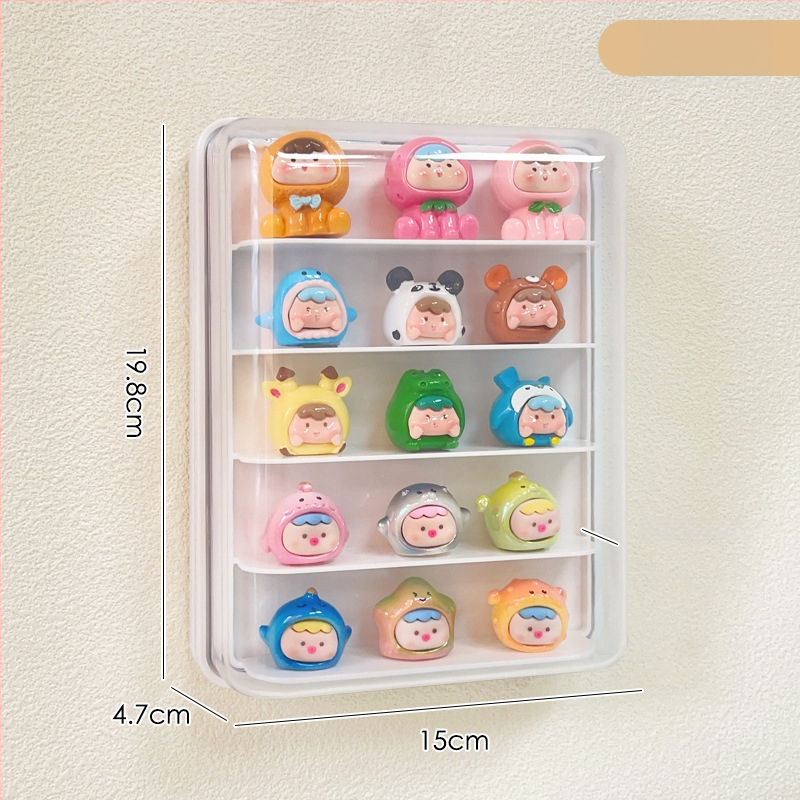 Stenā uzstādāma figūru izstādīšanas kārba, plastmasas putekļusizturīga kastīte, 1 L tilpa, moderns minimālisma stils, modelis 111111111