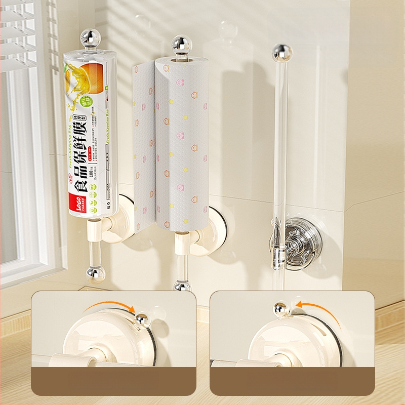 Plastmasas virtuves salvetēm turētājs ar piesūcekni, sienas montāža, slodze līdz 3 kg, piemērots vannas istabai, virtuvei un dzīvojamajai telpai