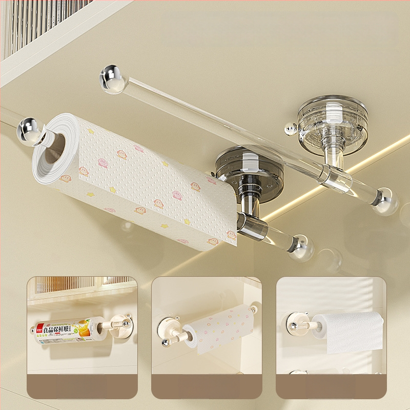 Plastmasas virtuves salvetēm turētājs ar piesūcekni, sienas montāža, slodze līdz 3 kg, piemērots vannas istabai, virtuvei un dzīvojamajai telpai