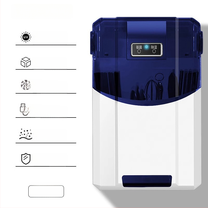 Falihoz szerelhető fertőtlenítő evőpálcika tartó és szárító – anyag: PP; rögzítés: falra; funkciók: fertőtlenítés és szárítás; por elleni védelem