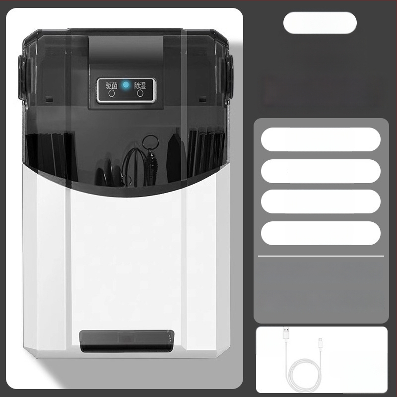 Falihoz szerelhető fertőtlenítő evőpálcika tartó és szárító – anyag: PP; rögzítés: falra; funkciók: fertőtlenítés és szárítás; por elleni védelem