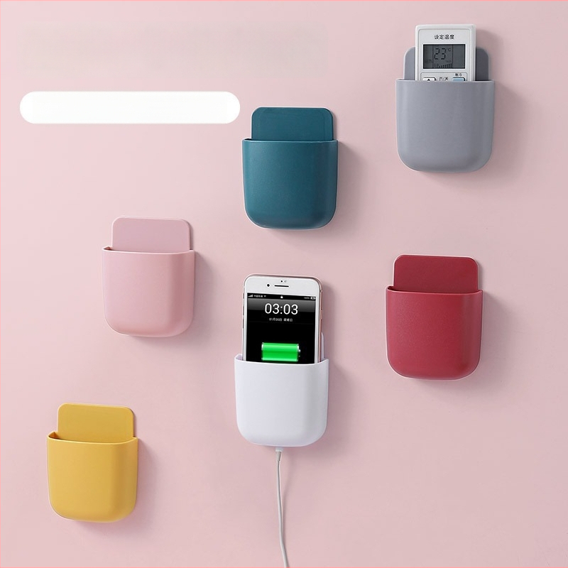 Tālruņa tālvadības pults uzglabāšanas kastīte ar sienas stiprinājumu TV/AC; naktsgaldā uzlādes plaukts mobilajiem tālruņiem; PP plastmasa, modelis Ykqsnh; funkcija: uzglabāšana; stils: moderns minimālisms