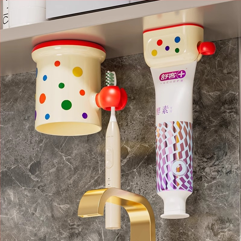 Magneetiline hambaharjatu hoidja seinale kinnitatav peeglikapi all, plastikust, puurivaba paigaldus, hambapastapressimise funktsioon