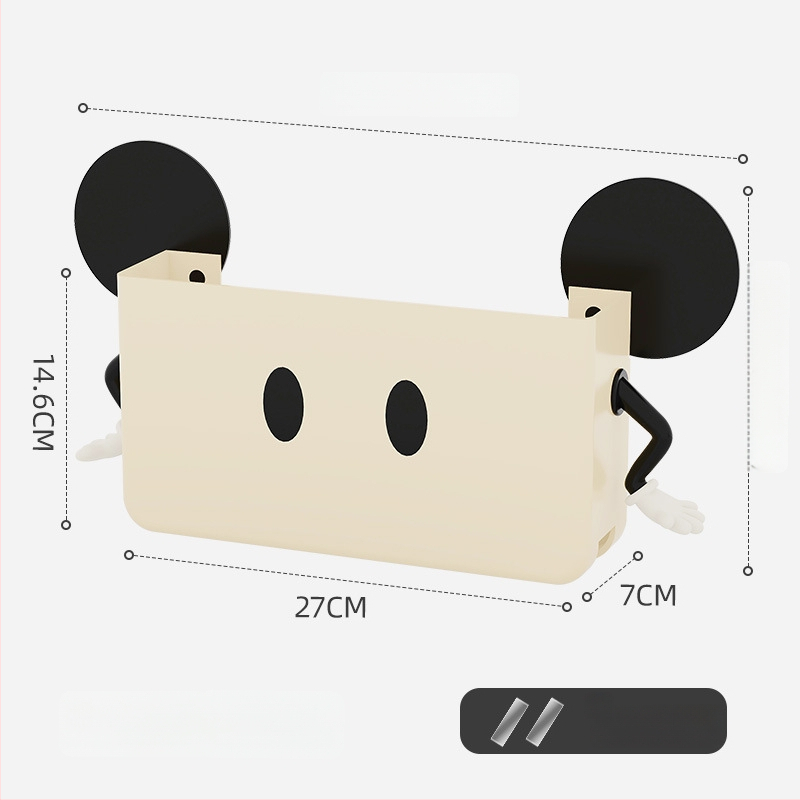 Sienā piestiprinājama uzglabāšanas kaste mājas WiFi maršrutētājiem, set-top kastēm un tālvadības pultīm — PP materiāls, modelis 10015, svars 0,3 kg, daudzfunkcionāls, mūsdienīgs minimālisma stils