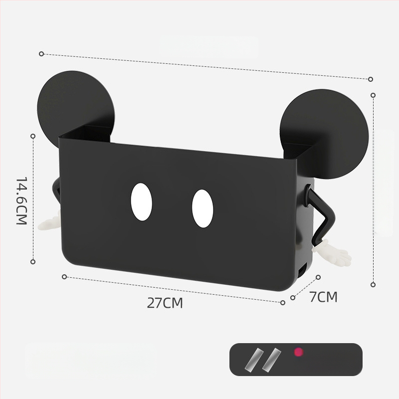 Sienā piestiprinājama uzglabāšanas kaste mājas WiFi maršrutētājiem, set-top kastēm un tālvadības pultīm — PP materiāls, modelis 10015, svars 0,3 kg, daudzfunkcionāls, mūsdienīgs minimālisma stils