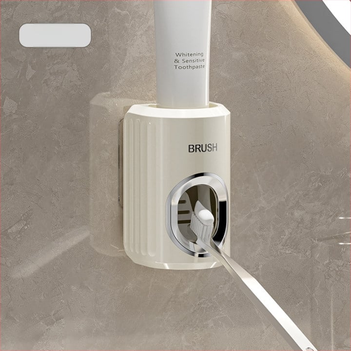 Fali fogkefetartó, vákuumos rögzítés, fúrás nélküli, adagoló fogkrémhez, PET+PP