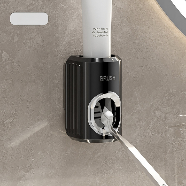 Fali fogkefetartó, vákuumos rögzítés, fúrás nélküli, adagoló fogkrémhez, PET+PP