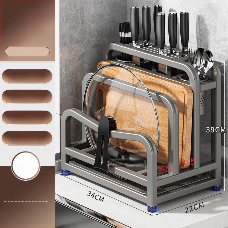 304 rozsdamentes acél konyhai késállvány integrált vágódeszka- és pálcika-tartóval — összeszerelés nélkül
